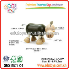 Brinquedos educativos de rinoceronte de madeira de animais para crianças